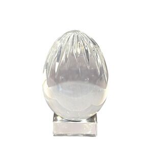 Vintage Baccarat Fine Cut Crystal‎ Egg Paperweight Signed France -3"